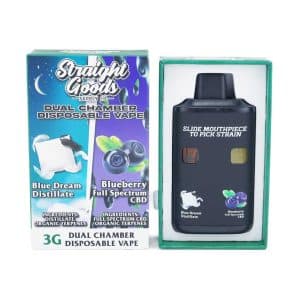 Straight Goods – Dual Chamber Vape – Blue Dream + Blueberry Full Spectrum CBD (3G + 3G)