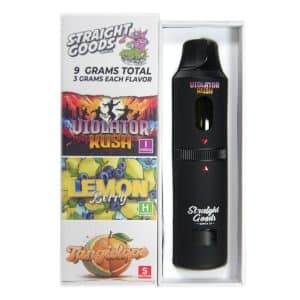 Straight Goods – Triple Chamber Vape – Violator Kush + Lemon Berry + Tangielope (3 Grams + 3 Grams + 3 Gram)