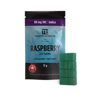 Twisted Extracts Blue Raspberry ZZZ Bomb 80mg THC Indica