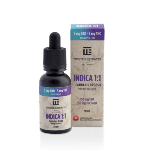 Twisted Extracts – Oil Tincture – Indica 1:1 Orange Flavoured (150mg CBD + 150mg THC – 30ml)