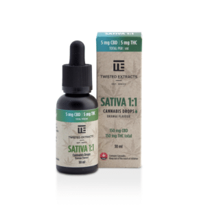 Twisted Extracts – Oil Tincture – Sativa 1:1 Orange Flavoured (150mg CBD + 150mg THC – 30ml)