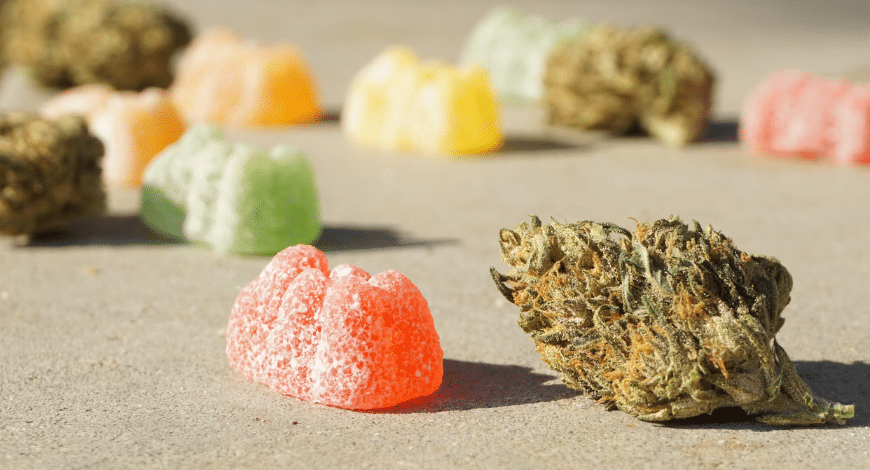 Assorted cannabis edibles like gummies and chocolates available at a Canadian online dispensary