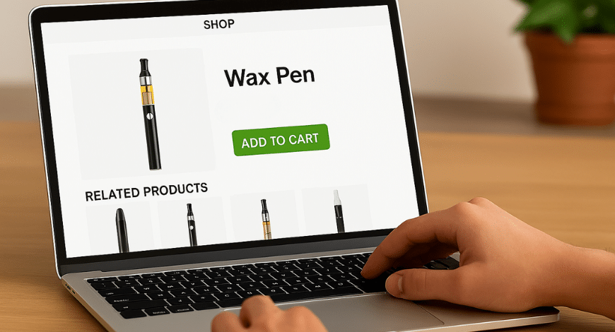 Person shopping for a wax pen online, showing urgency to order a high-quality vape before it sells out