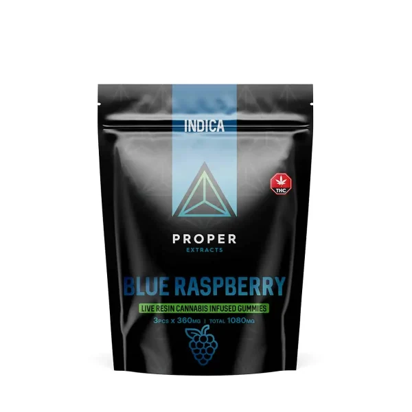 Buy Proper Extracts Edibles – Triangles 1080mg Live Resin Gummies – Blue Raspberry at Supreme Dispensary Online