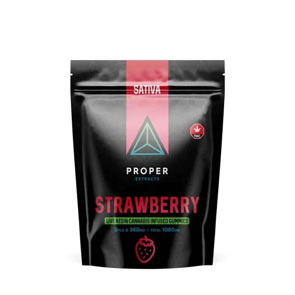 Buy Proper Extracts Edibles – Triangles 1080mg Live Resin Gummies – Strawberry at Supreme Dispensary Online
