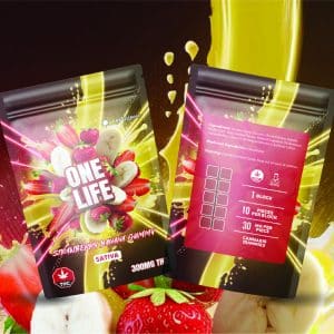 One Life Edibles - Strawberry Banana Gummy - 300mg THC (Sativa)
