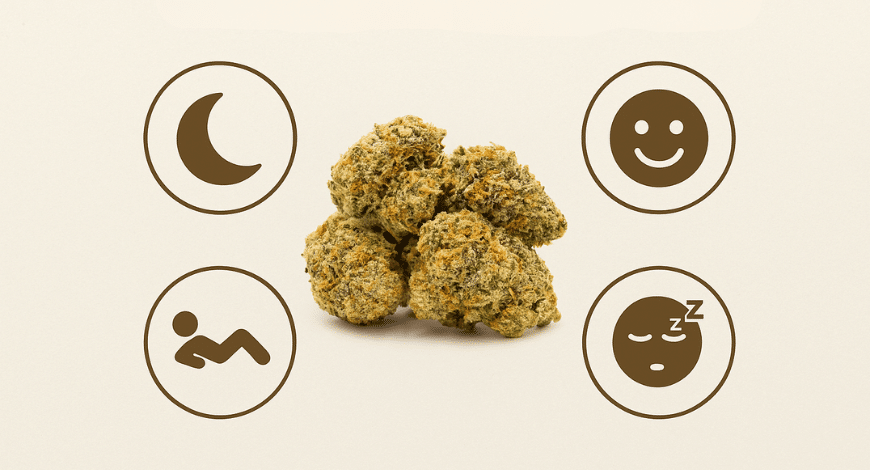 Visual chart showing the effects of the Peanut Butter Breath strain, including relaxation, euphoria, sleepiness, and calmness