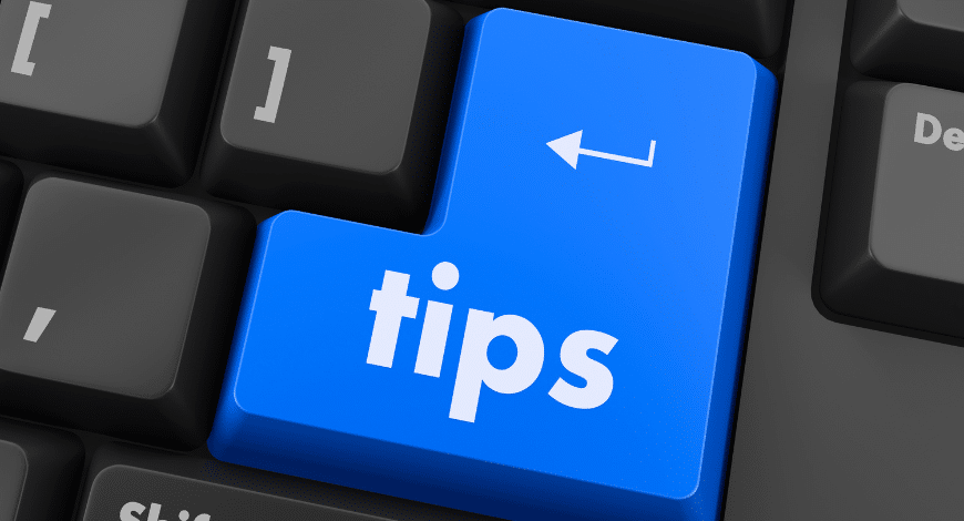 Close-up of a computer keyboard with a blue key labeled “tips,” representing helpful advice for buying disposable weed vapes