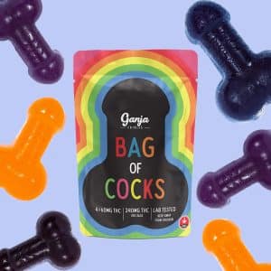 Buy Ganja Edibles - Bag of Cocks Sour 240mg THC at Supreme Dispensary Online