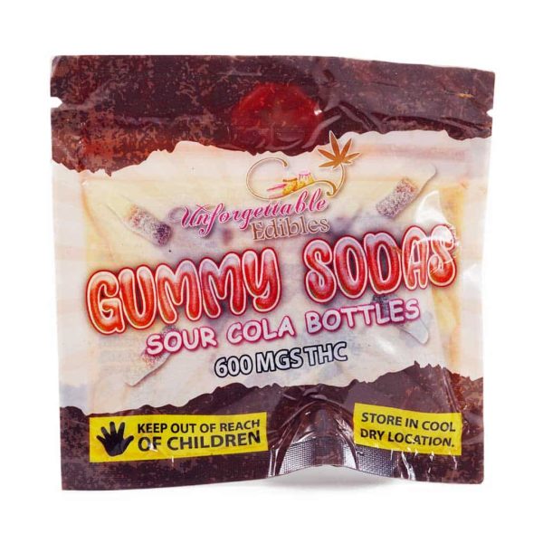 Unforgettable Edibles – Gummy Sodas - Sour Cola Bottles 600mg THC at Supreme Dispensary Online