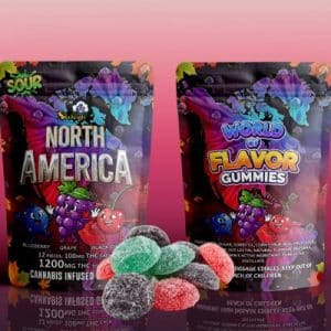 Buy Sky High Edibles - World of Flavor Gummies - North America (1200mg THC) at Supreme Dispensary Online