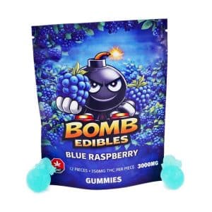 Buy Bomb Edibles - 3000mg THC Gummies - Blue Raspberry at Supreme Dispensary Online