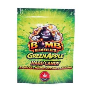 Buy Bomb Edibles - 500mg THC Hard Candy - Green Apple at Supreme Dispensary Online