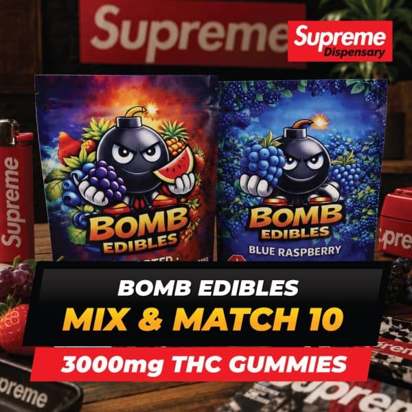 Buy Bomb Edibles - 3000MG Gummies - Mix & Match 10 at Supreme Dispensary Online Buy Bomb Edibles - 3000MG Gummies - Mix & Match 10 at Supreme Dispensary Online