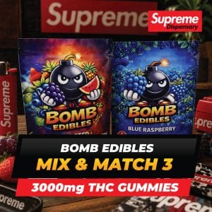 Buy Bomb Edibles - 3000MG Gummies - Mix & Match 3 at Supreme Dispensary Online