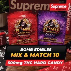 Buy Bomb Edibles - 500mg Gummies - Mix & Match 10 at Supreme Dispensary Online
