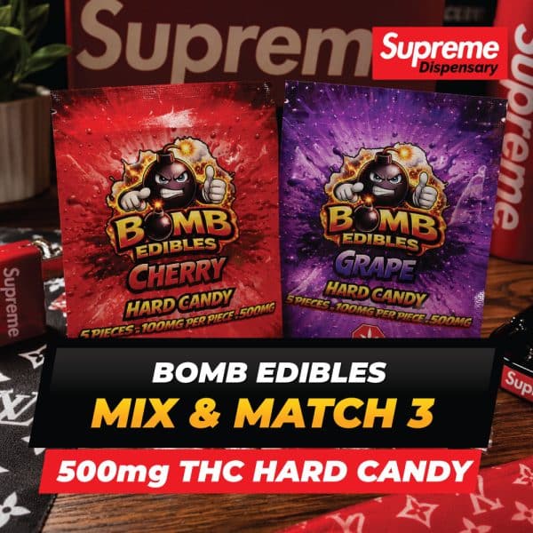 Buy Bomb Edibles - 500mg Gummies - Mix & Match 3 at Supreme Dispensary Online Buy Bomb Edibles - 500mg Gummies - Mix & Match 3 at Supreme Dispensary Online
