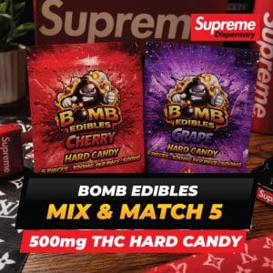 Buy Bomb Edibles - 500mg Gummies - Mix & Match 5 at Supreme Dispensary Online