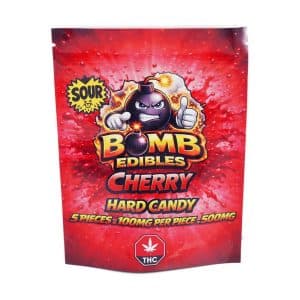 Buy Bomb Edibles - 500mg THC Sour Hard Candy - Cherry at Supreme Dispensary Online