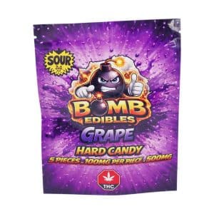 Buy Bomb Edibles - 500mg THC Sour Hard Candy - Grape at Supreme Dispensary Online