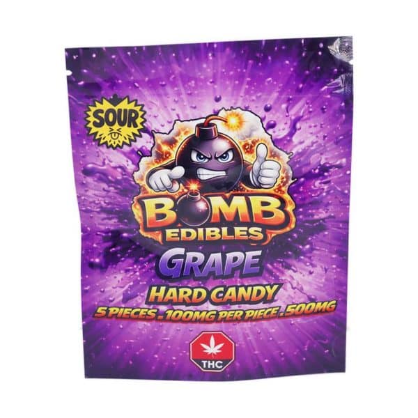 Buy Bomb Edibles - 500mg THC Sour Hard Candy - Grape at Supreme Dispensary Online