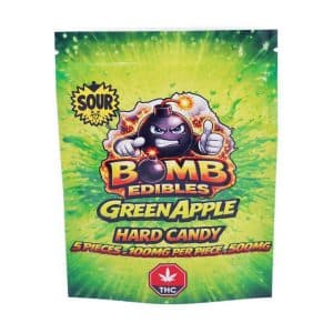 Buy Bomb Edibles - 500mg THC Sour Hard Candy - Green Apple at Supreme Dispensary Online