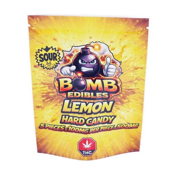 Buy Bomb Edibles - 500mg THC Sour Hard Candy - Lemon at Supreme Dispensary Online